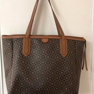 Fossil Brown Circle Diamond PVC & Leather Large